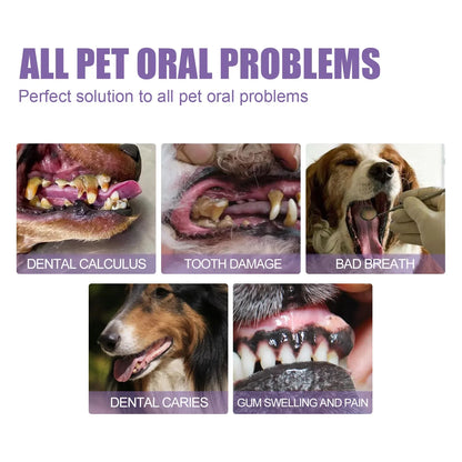 Pet Oral Care Gel for Dogs Cats Deep Cleaning Teeth Stain Remover Fresh Breath Dental Hygiene Plaque Control Water Additive
