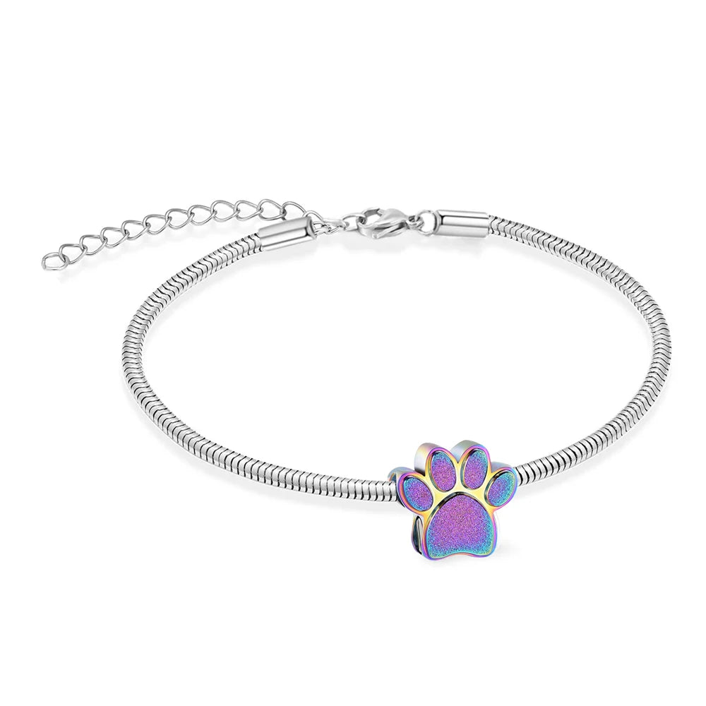 Cremation Jewelry Stainless Steel Adjustable Bangle Memorial Paw Print  Bracelets Ash Holder for Pet Keepsake Jewelry