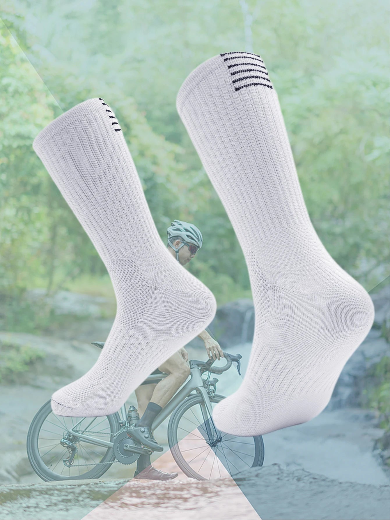 1 Pair Cycling Socks Compression Athletic Crew Running Socks Mens Womens Hiking Riding Bike Workout Climbing Sports