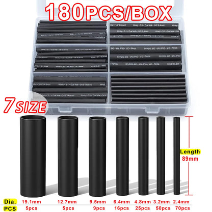 3:1 Ratio Heat Shrink Tubing Kit Black Adhesive Lined Wire Shrink Wrap Tube Industrial Wire Connector Cable Sleeves Protecter