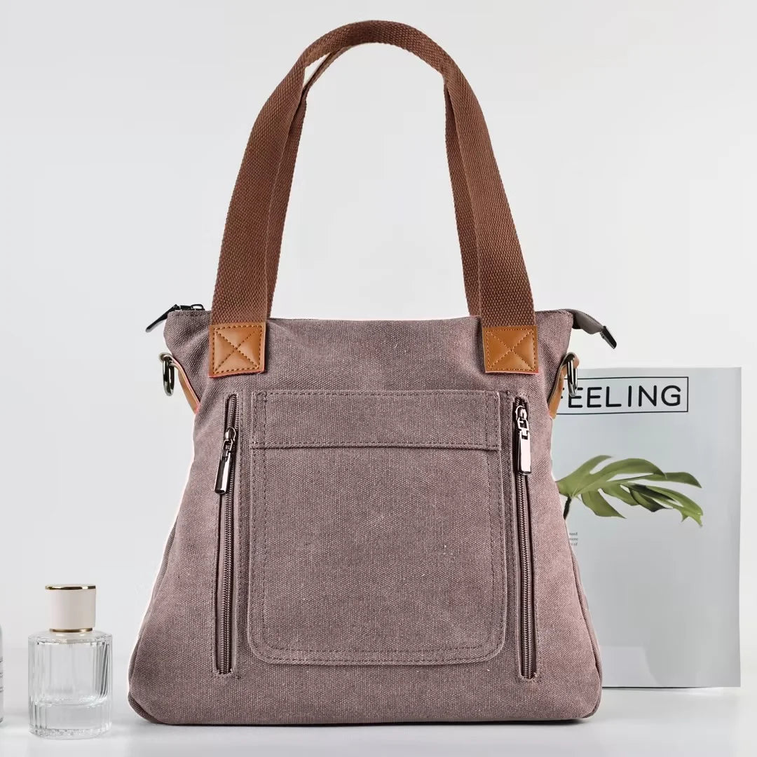 Women's Versatile Handbag Large Capacity Canvas Casual Shoulder Crossbody Bag
