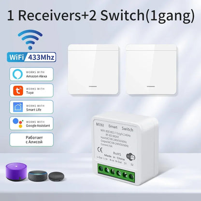 Tuya Smart WiFi Switch For Lighting RF 433MHz Wireless Switch Smart Life APP Voice Control Work With Alice Alexa Google Home