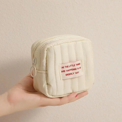 HOMEFISH Korean Square Small Makeup Bag Student Small Earphones Zero Wallet Girl Portable Lipstick Storage Bags