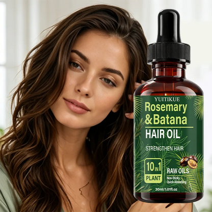 YUITIKUE Rosemary & Batana Hair Oil 30ml 10 In 1 Plant Raw Oil Strengthen Hair Non-Sticky Fast Absorbing Hair Care Serum