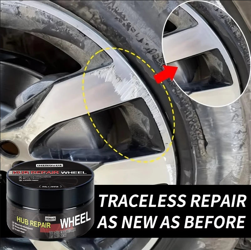 Car Wheel Cover Repair Kit, Removes Wheel Cover Oxidation and Scratches, Chrome Refurbishment, Fade Repair, Restores Original Shine, Universal Wheel Hub Repair Kit, Scratch Remover and Oxidation Cleaning Repair Paste