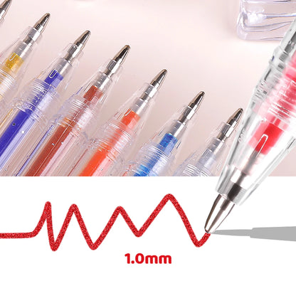 60 Colors Glitter Gel Pen 1.0mm Metal Glitter Color Ballpoint Pen Paper Cardstock Diary Drawing Marking Coloring DIY Art