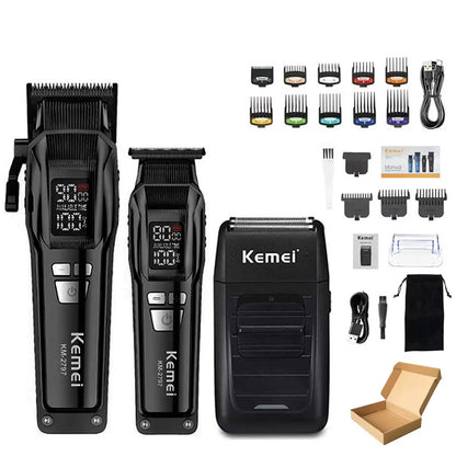 Kemei Professional Electric Hair Clipper Kit Rechargeable Hair Trimmer Shaver For Men USB Charging Beard Razor KM-2797 KM-1102