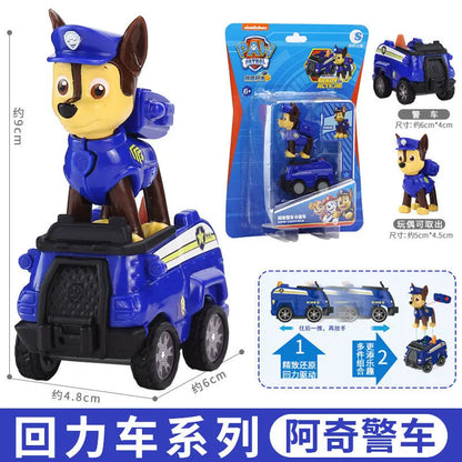 4PCS/SET Genuine Paw Patrol Vehicle Chase Skye Marshall Rubble Pull Back Cars Playset Action Figure Children Toys Birthday Gifts
