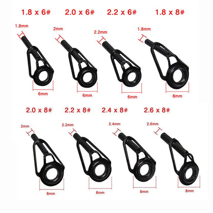 Stainless Steel Fishing Top Rod Guide Porcelain Ring 8pcs DIY Fishing Pole Tip Repair Rod Tip Accessories Fishing Tackle Pesca