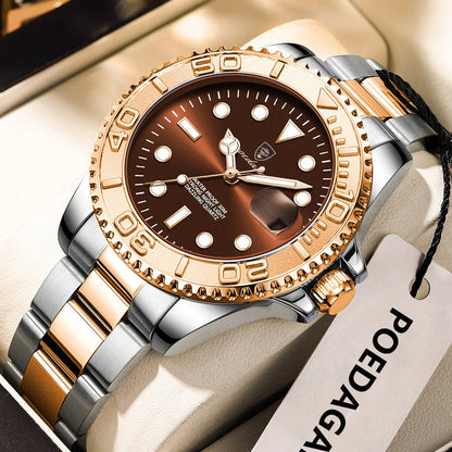POEDAGAR Original Luxury Man Wristwatch Waterproof Luminous Date Men Watch Stainless Steel Fashion Business Men's Quartz Watches