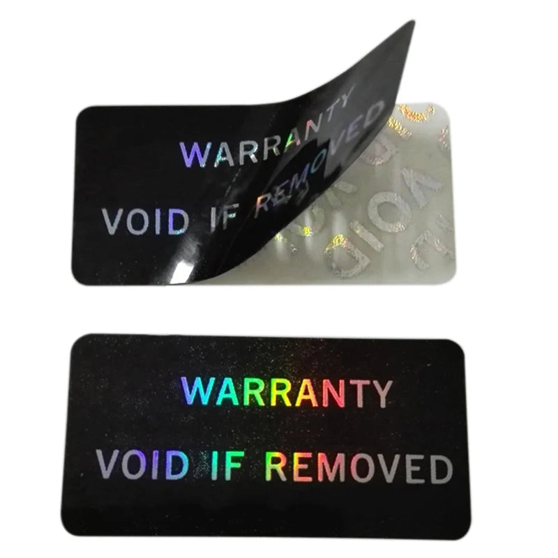 100Pcs Bar code warranty void stickers Dumb silver PET security labels with serial number waterproof tamper proof seal label