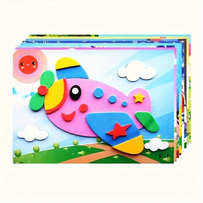 10 piece 3D EVA foam sticker set, DIY cartoon animal learning education painting sticker, art classroom painting puzzle handicra