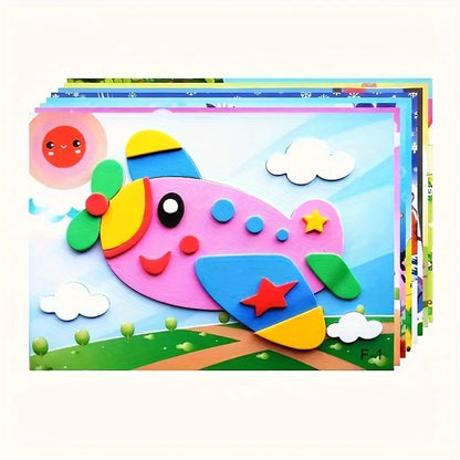 10 piece 3D EVA foam sticker set, DIY cartoon animal learning education painting sticker, art classroom painting puzzle handicra