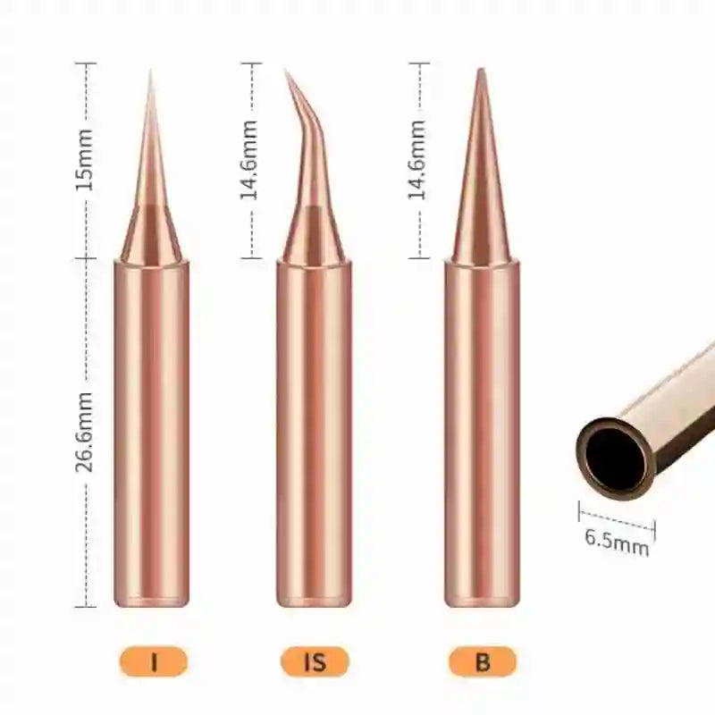 10Pcs Soldering Iron Tip Pure Copper 900M Soldering Iron Head Set Inside Hot Bare Copper Electric Soldering Iron Welding Tools