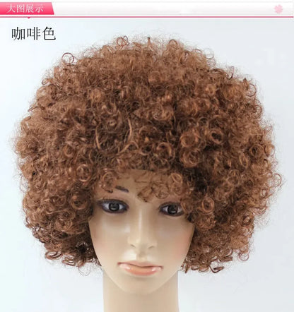 Afro Curly Clown Wigs Funny Cheerleading Wig Clown Props Football Fans Wavy Synthetic Wigs for Performance Halloween Cosplay