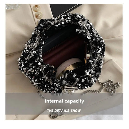 Crossbody Bags Sequin Women's New Korean Bucket Bag Bright Eyes Style Fashion Crossbody Dinner Single Shoulder Bags