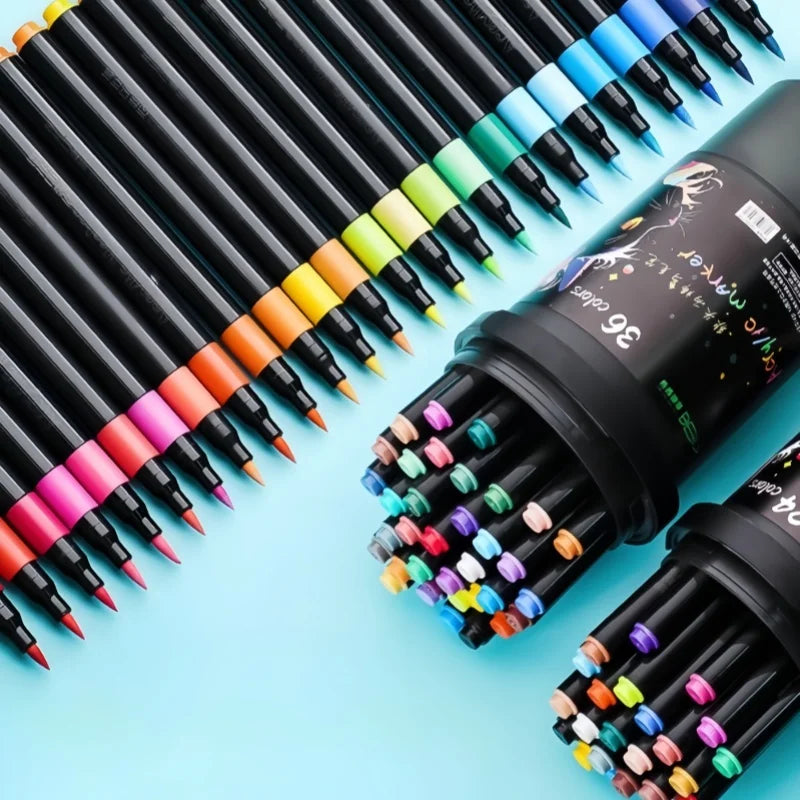 24/36/48/60/80/120 Bucket-cap Soft-Head Acrylic Marker Pen - Specially Designed for Students in Art Class, with Strong Coverage.