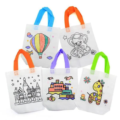 1-10pcs Sets DIY Graffiti Bag with Markers Handmade Painting Non-Woven Bag for Children Arts Crafts Color Filling Drawing Toys