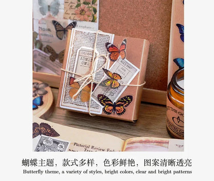 Journamm 40pcs/pack Butterfly Series Stickers Art Collage Junk Journal DIY Scrapbooking PET Waterproof Craft Aesthetics Stickers