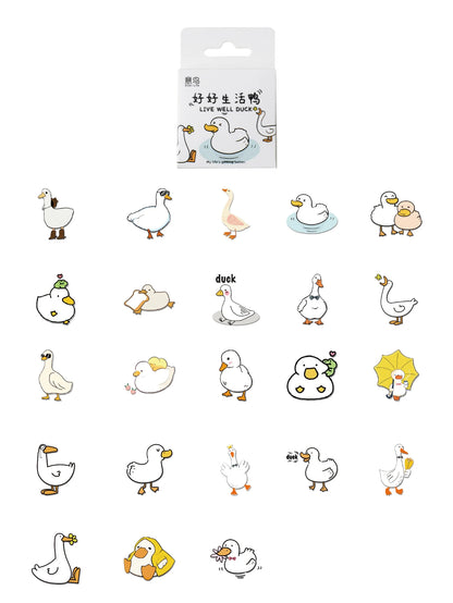 Etori Life46pcs/pack Good Life Duck Album decorative stickers Self-adhesive stickers for DIY student stationery notebook diary