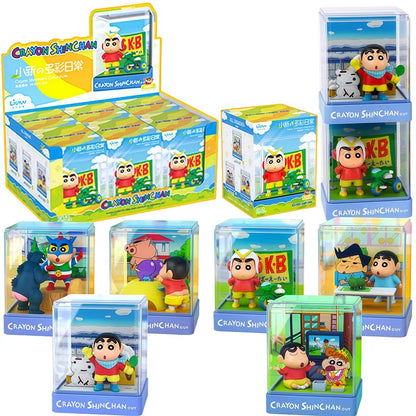 Crayon Shin-Chan Action Kamen‌ Kazama Tōru Bochan Anime Figure Model Doll Colorful Daily Iife Micro Scene Blind Box Toys Gifts