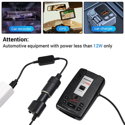 USB or Type C Chargers To Cigarette Lighter 5V To 12V Converter Cable Extender Socket Power Adapter Electronics Car Accessories