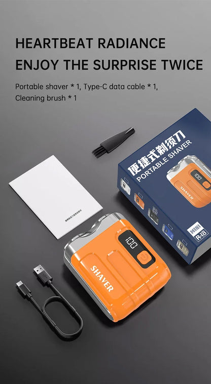 Mini Electric Smart Shaver Household Car Shaver Digital Display Dual Blade Rechargeable Shaver Powerful Beard Trimmer Tool