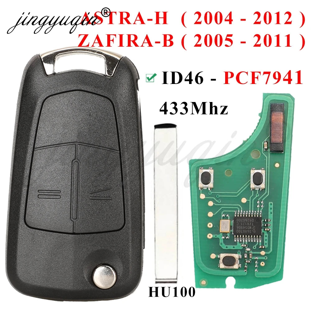 jingyuqin Flip Remote Car Key 433Mhz For Opel/Vauxhall Astra H 2004-2009 Zafira B 2005-2013 Vectra C 2002-2008 Corsa D 2007-2012