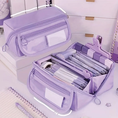 1pc large capacity learning pencil case with multifunctional desktop organization and storage stationery box for boys and girls