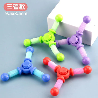 1pcs Fidget Spinner Toys Pop Tube Sensory Toys Suction Cup Games Plastic Transformable Stress Relief Adult Gifts