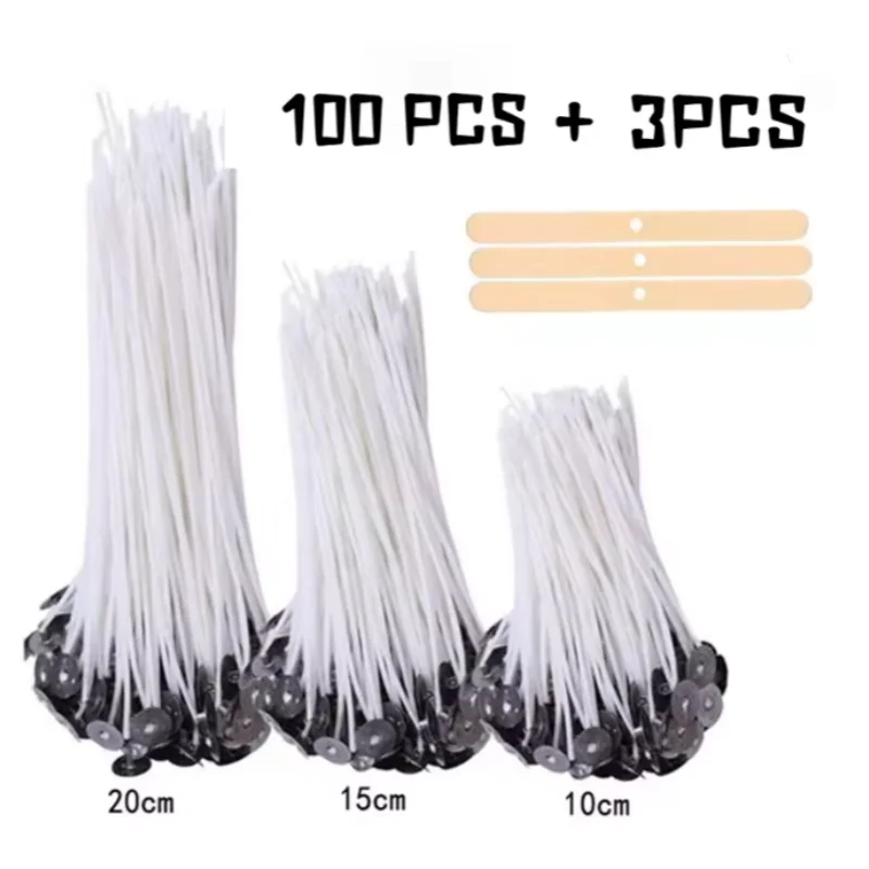 50/100pcs Candle Wicks Holder Waxed Cotton Candle Wicks Set with Stand Original Smokeless Candle Wicks Soy Oil Wax Core Supplies
