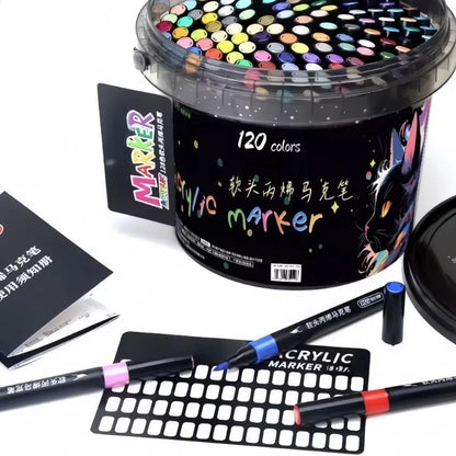 24/36/48/60/80/120 Bucket-cap Soft-Head Acrylic Marker Pen - Specially Designed for Students in Art Class, with Strong Coverage.