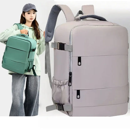 Lightweight Large Travel Backpack, Solid Color Minimalist Multifunctional Student School Bag