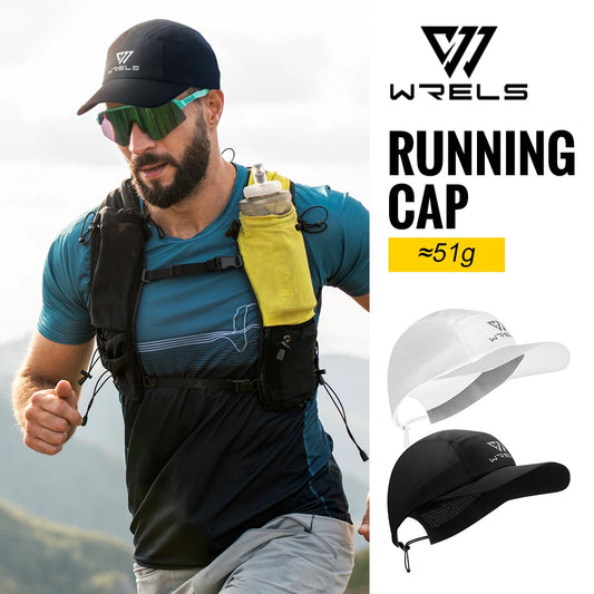 WRELS Running Cap Lightweight Mesh Brim Tennis Cap Breathable Quick Dry Sunscreen Hat Adjustable UV Protection Baseball Cap