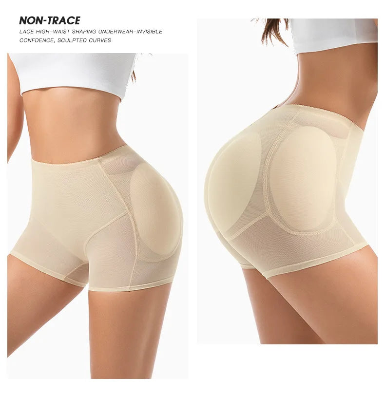 Women 4-Pad Butt Lifter Panties High Waist Tummy Control Shapewear Hip Enhancer Mesh Briefs Belly Slimming Body Shaper Shorts