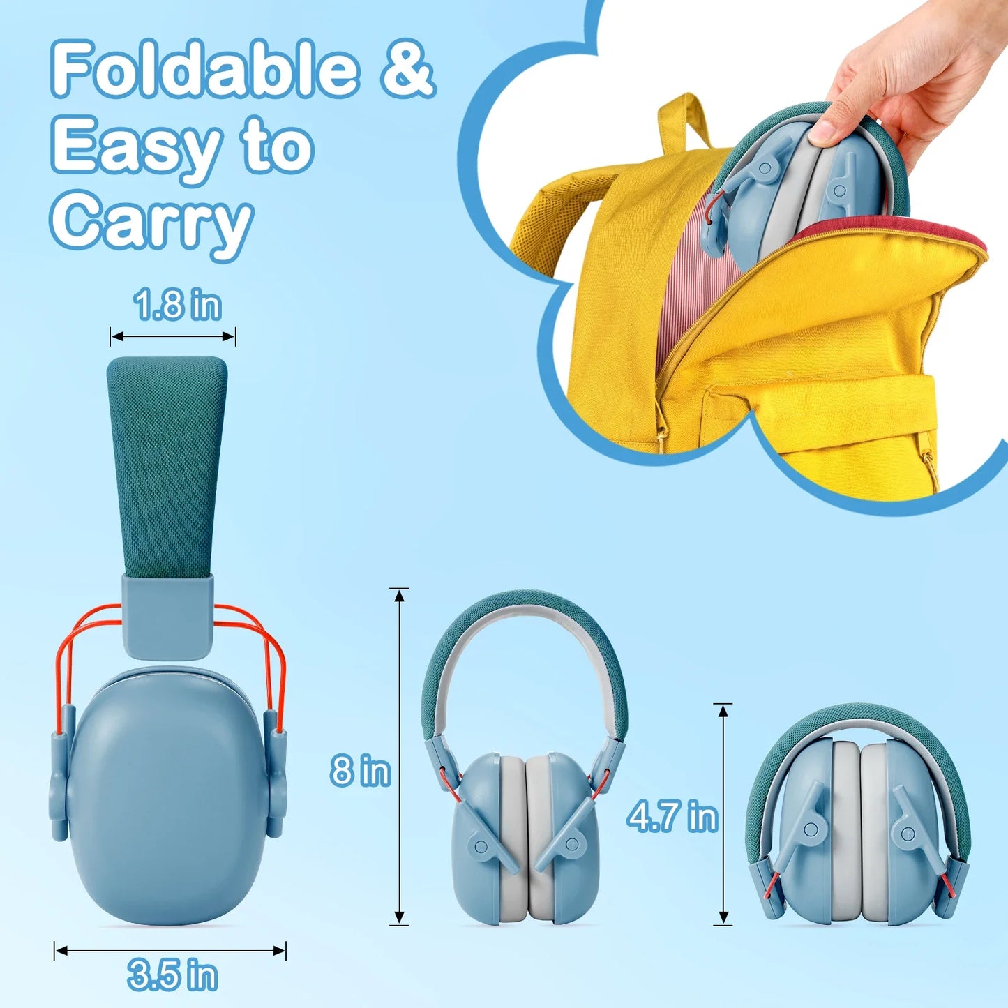 YHKEMA Kids Ear Protection Noise Cancelling Earmuff, SNR 27dB Hearing Protection with Portable Case for Autism,Children,Toddler