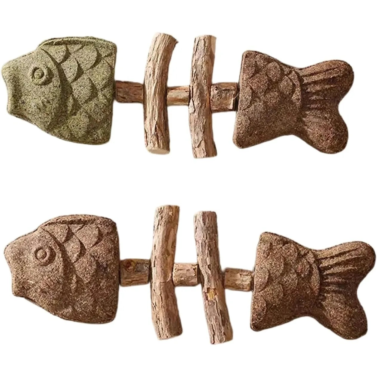Dental Health Chew Toy for Cats - Bite-Resistant Fishbone Toy with Catnip & Silvervine for Teeth Cleaning, Interactive