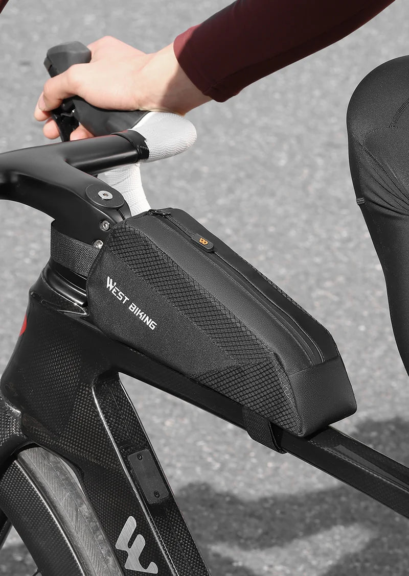 WEST BIKING Bicycle Top Tube Bag 1.2L Portable Bike Front Frame Bag 3D Stereo Cycling Tool Bag MTB Road Bike Accessories