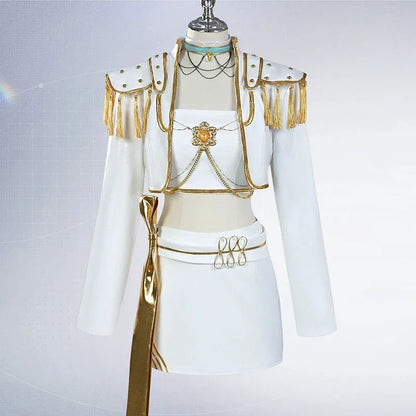 KPop Rumi Mira Zoey White Singing Suit Women Girls Halloween Party Role Playing Outfit Cosplay Costume Wig for Adult Children