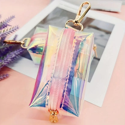 1pc Holographic Reflective Dog Poop Bag Dispenser - Colorful Iridescent Waste Bags for Walks Easy-Carry Design for Pet Owners