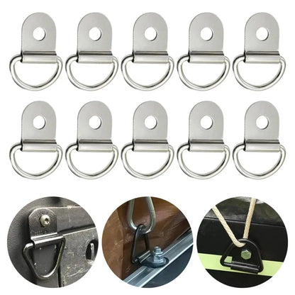 10Pcs D Rings Tie Down Anchors Ring Pull Hook Iron Lashing Ring Load Fit for For Car Truck Trailer RV Van Boat Cargo Accessories