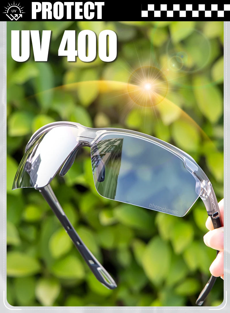 SCVCN Photochromic Cycling Glasses UV400 Outdoor Sports Running Glasses Men MTB Cycling Sunglasses Women Road Bike Glasses