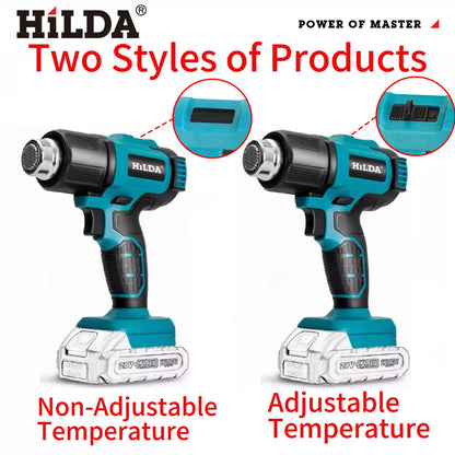 HIDLA 21V Handheld Hot Air Gun Temperature Rechargeable Cordless Two Styles For Makita Battery Electric Heating Gun With Nozzle