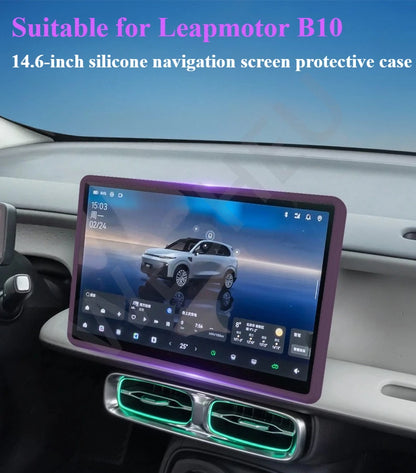 For Leapmotor B10 Silicone Screen Protector Frame Navigation Screen Anti-bump Protective Case Car Interior Decoration Products
