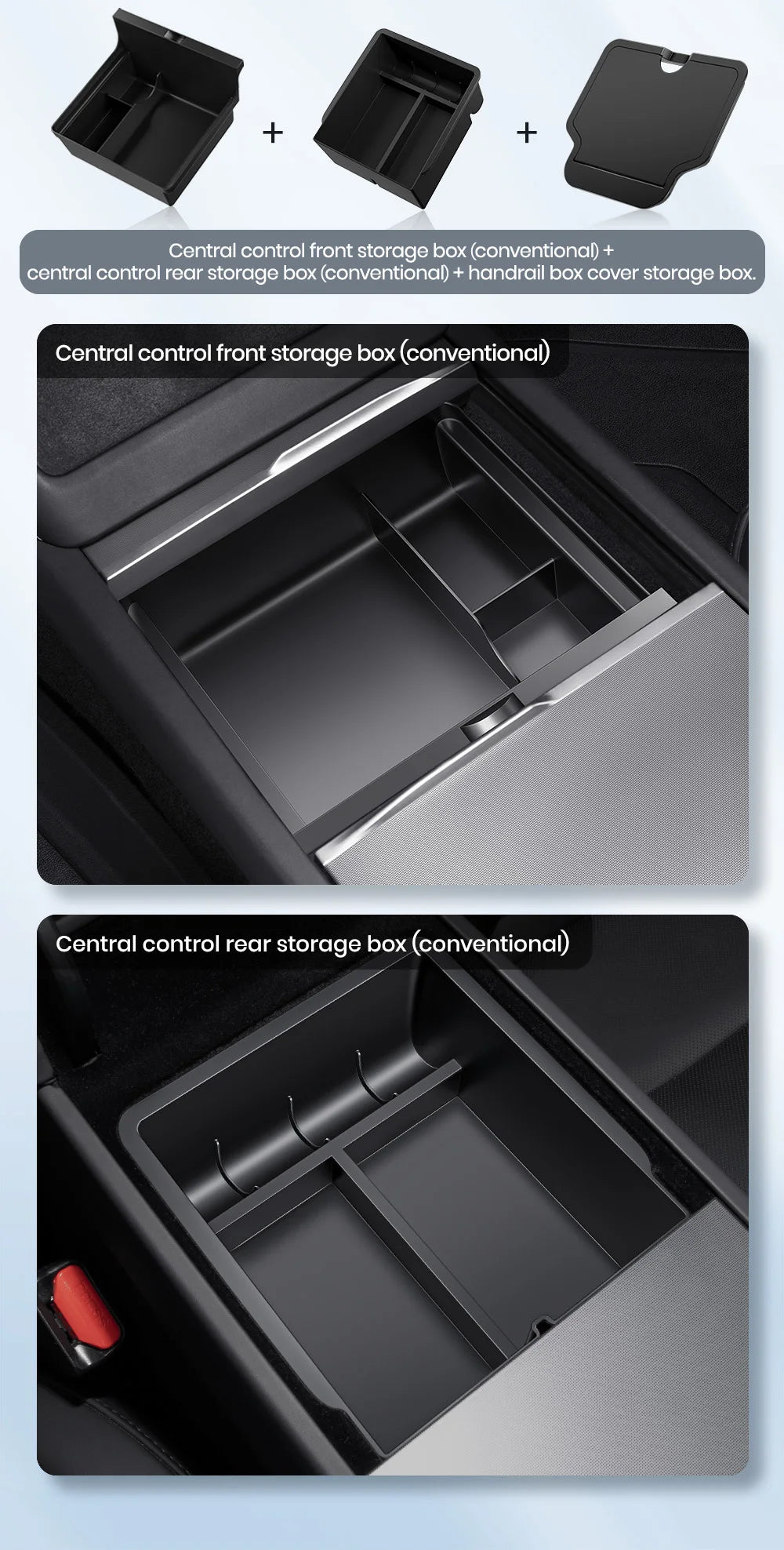 YZ For Tesla Model 3 Highland 2024 Model Y Juniper 2025 Storage Box Center Armrest Hidden Box Cup Holder Organizer Accessories