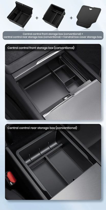 YZ For Tesla Model 3 Highland 2024 Model Y Juniper 2025 Storage Box Center Armrest Hidden Box Cup Holder Organizer Accessories