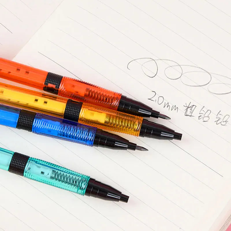 Mechanical Pencil Set 2.0mm with 2B Black/Colors Lead Refill for Writing Sketching Art Drawing Painting School Automatic Pencils
