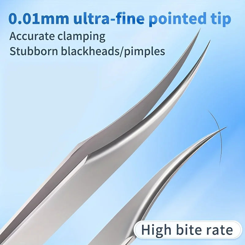 Stainless Steel Precision Eyelash Tweezers,Specialized Tweezers For Eyelash Extension, Tweezers For Removing Acne And Blackheads