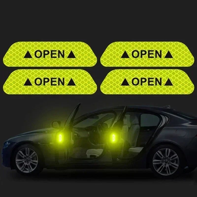 Night Reflective Car Door Sticker Safety Opening Warning Reflector Tape Decal Auto Accessories Exterior Interior Reflector Amagi