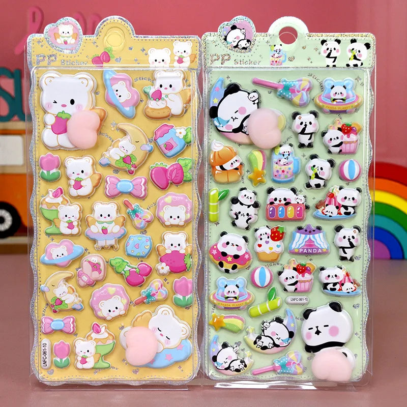 1 Sheet 3D Cute Animal Butt Stickers, Stress Relief Puffy Squishy Sticker for DIY Scrapbook Guitar Phone Case Laptop Decal